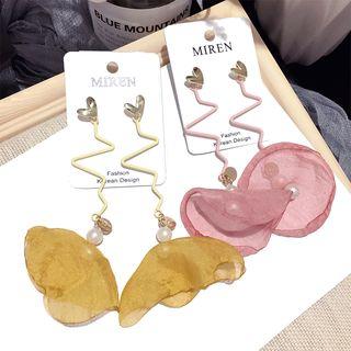 Faux Pearl Chiffon Dangle Earring