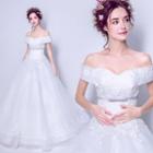 Off-shoulder Lace Applique Wedding Dress