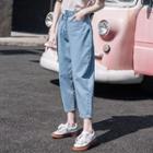 Asymmetric Cropped Harem Jeans