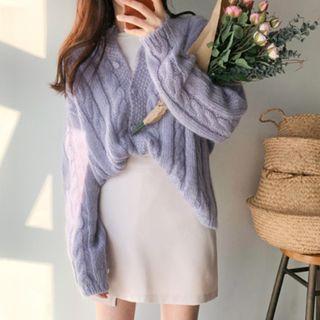 Round-neck Open-front Sweater