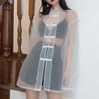 Mesh Frog Buttoned Cover-up