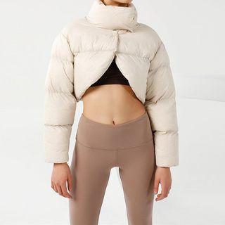 Stand-collar Padded Cropped Top