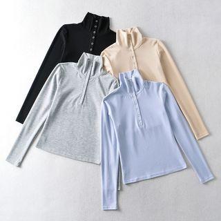 Long-sleeve Turtleneck Henley T-shirt