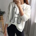 Letter Print Two-tone Knit Top