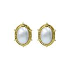Faux-pearl Oval Ear Studs One Size