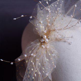 Faux Pearl Mesh Hair Clip / Dangle Earring