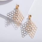 Geometric Beehive Drop Earring E936 - 1 Pair - Gold - One Size