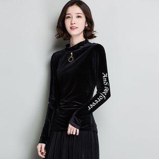 Mock-neck Velvet Sweatshirt