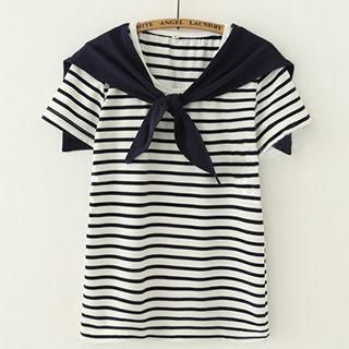 Sailor Style Stripe Short-sleeve T-shirt