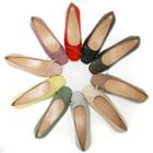 Beribboned Square-toe Flats In 10 Colors
