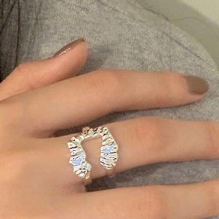 Irregular Layered Alloy Open Ring Silver - One Size