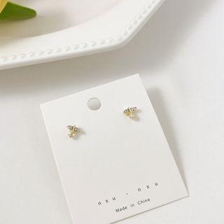 Plane Rhinestone Alloy Earring 1 Pair - 01 - Gold - One Size