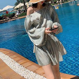 Off-shoulder Lantern-sleeve Playsuit