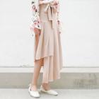 Asymmetric Hem Flared Midi Skirt
