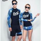 Set: Print Couple Matching Rashguard + Swim Shorts