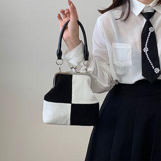 Two-tone Corduroy Crossbody Bag Black - One Size