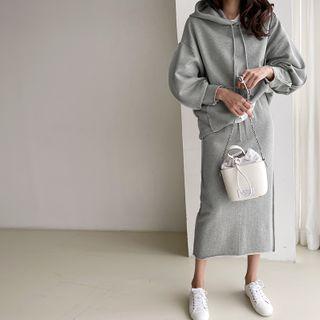 Kangaroo Hoodie & Long Skirt Sweatsuit Set