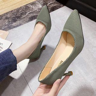 Pointed Knit High Heel Pumps