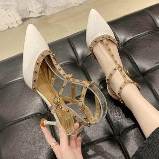 Pointed Studded Strappy Stiletto Sandals
