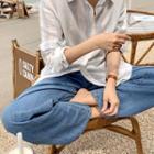 Tab-waist Wide-leg Jeans