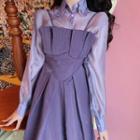 Mesh Shirt / Maxi A-line Pinafore Dress