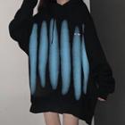Lettering Abstract Print Drawstring Hoodie