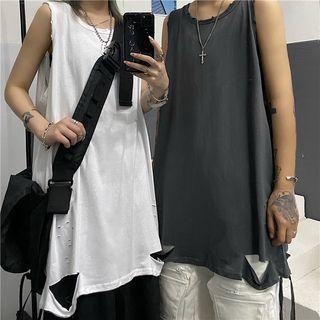 Couple Matching Distressed Long Tank Top