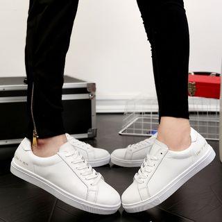 Genuine-leather Plain Couple Sneakers