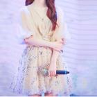 Puff-sleeve Mesh Mini A-line Sequin Dress