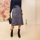 Quilted Velvet A-line Midi Skirt