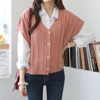 Sleeveless Drop-shoulder Cardigan