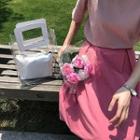 Set: Plain Short Sleeve T-shirt + Flared Skirt