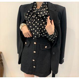 Dotted Shirt / Blazer / Mini Skirt