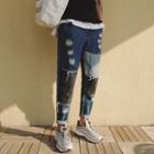 Distressed Patchwork Jeans