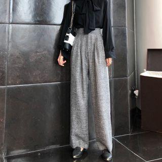 Tie-neck Blouse / High-waist Wide-leg Pants