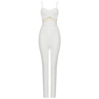 Spaghetti Strap Mesh Panel Jumpsuit