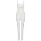 Spaghetti Strap Mesh Panel Jumpsuit