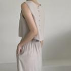 Sleeveless Button-back Blouse
