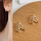 Rhinestone Triangle Earring Stud Earring - 1 Pair - Rhinestone - Gold - One Size