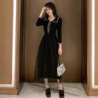Long-sleeve Overlay Midi Dress