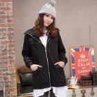 Zip-front Brushed-fleece Long Jacket