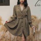 Single-breasted Mini A-line Pleated Coat Dress