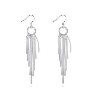 Simple Tassel Earrings Silver - One Size