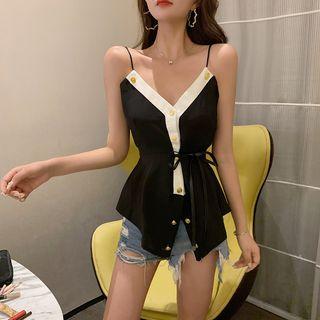 Color Block Camisole Top Black - One Size