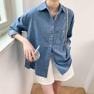Washed Denim Button-up Oversize Shirt