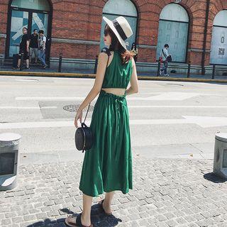 Cut Out Back Sleeveless A-line Midi Dress