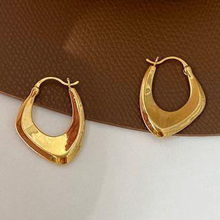 U Shape Alloy Earring E179 - 1 Pair - Gold - One Size
