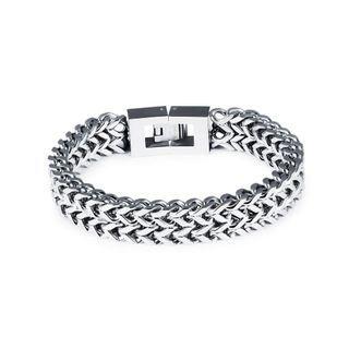 Simple Domineering Double-layer Geometric 316l Stainless Steel Bracelet Silver - One Size