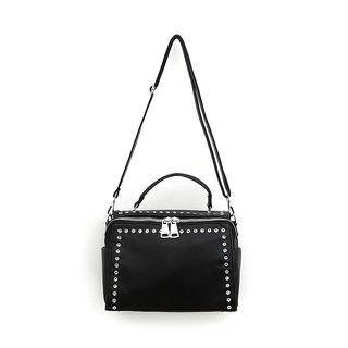 Studded Pleather Shoulder Bag Black - One Size