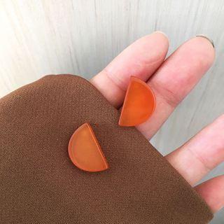 Semicircle Stud Earring 1 Pair - Tangerine Red - One Size